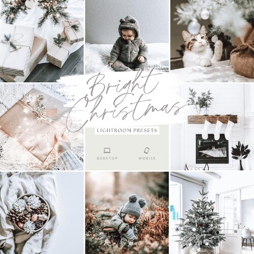 A mock up of Bright Christmas Lightroom preset images