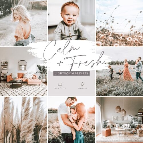 A mock up of Calm and Fresh Lightroom preset images